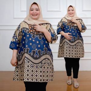 Atasan Wanita Baju Tunik Batik Jumbo Size XXXXL LD140CM LD 140