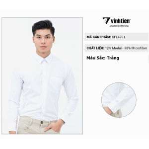 Áo Sơ Mi Nam Dài Tay Slimfit Vĩnh Tiến AD360 Trắng