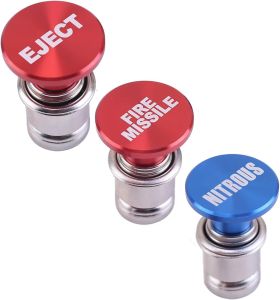 3PCS EJECT FIRE MISSILES NITROUS For Button Billet Button Plugs Replacement 12V Power Source Cover Fits Most Automotive Vehicles Auto Car Anodized Aluminum Dustproof Plug