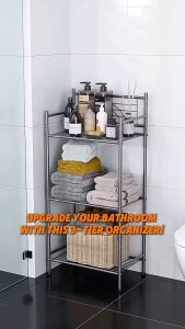 Multifunctional Metal Storage Shelf Heavy‑Duty Bathroom Organizer Metal Standing Organizer Shelf for Bathroom Kitchen Laundry Room