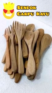 PROMO 1 SET - SENDOK GARPU MAKAN / SOUVENIR PERNIKAHAN BAHAN KAYU