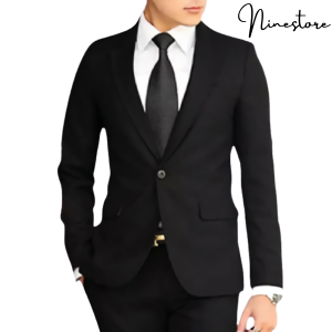 Blazer Hitam Polos Kancing 1 - Jas Fullblack - Jas Pernikahan - Jas Wisuda - Jas Hitam Pria - Blazer Fullblack - Blazer Pria - Blazer Pria Casual - Blazer Pria Korea - Blazer Pria Slimfit - Baju Jas Pria Keren 2021 - Jas Blazer Pria Hitam