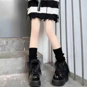 2Pairs Knitting Plush Leg Warmers Women Autumn Winter Thermal Long Socks Girls Fashion Japanese Knee-length Stockings