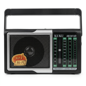 KUKU AM-941AR Portable Rechargeable Radio FM AM SW 3-Band World Receiver Built-in Hi-Fi Speaker Emergency Transistor Radio