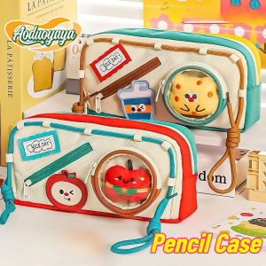 Aoduoyaya Pencil Case 6Layer Large Capacity Pencil Box Student Stationery Storage Bag Food Velcro INS Style