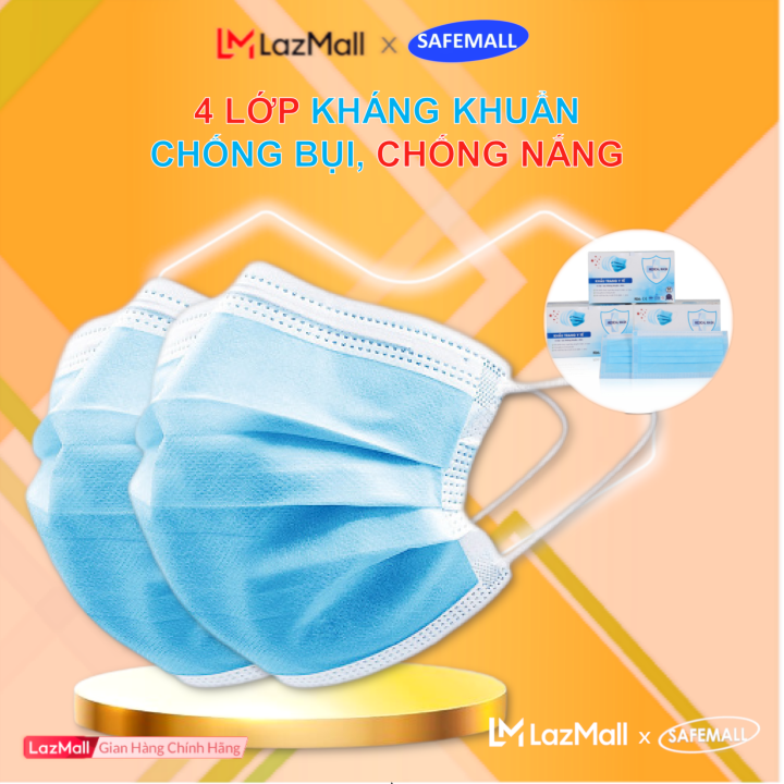 [BÁN SỈ] 2 hộp khẩu trang Y tế 4 lớp khoáng khuẩn (Hộp 50 cái) cao cấp ...