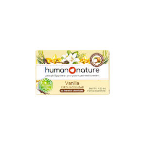 Human Nature Exfoliating Bar 120g Cold-Processed Natural Cleansing Soap with Loofah & Non-drying Glycerin | Scrubs Gently Moisturizes Reveals Fresh Smooth Skin (No Harmful Chemicals)