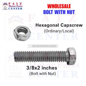10 sets. ORDINARY 3/8x2 inches (#14 sa yabe/tools)BOLT WITH NUT HEX. CAPSCREW (rough thread)