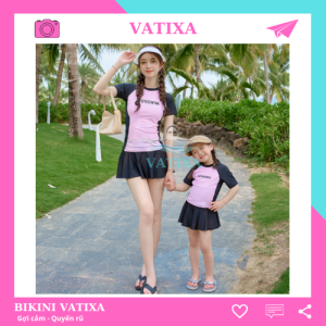 [ 10-65kg ] Bikini nữ đồ bơi cặp mẹ và bé 2 mảnh phối váy kín đáo dễ thương VATIXA BKN149