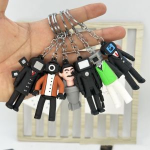 DINAH Tv Man Camara Man Anime Skibidi Toilet Keychain Skibidi Toilet Skibidi Bop Bop Skibidi Dop Toy Pendant Figure Toy PVC Skibidi Toilet Car Keyring Key Ring Gift