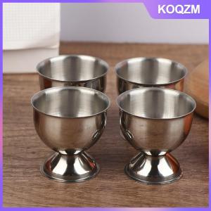 KOQZM 4Pcs Egg Cups Set Handy Stainless Steel Boiled Egg Cups Stand Rack Eggs Holder Egg Holder Kitchen Breakfast Cooking Tool