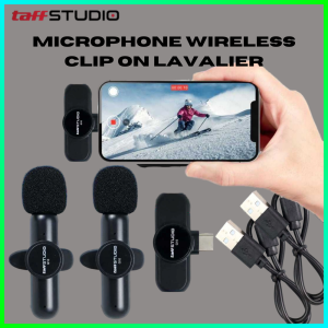 TOP PRODUK Taffstudio Mic Clip On Suara Jernih Wireless Lavalier 2 Mic 2.4GHz USB Type C - G10 / mic wireless untuk video di hp / mic clip on suara jernih jarak jauh