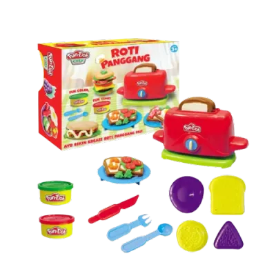 FunDoh Roti Panggang Mainan Cetakan Plastisin Lilin Clay Malam Mainan Edukasi Kreasi Seni Kreatifitas Anak Melatih Motorik Halus