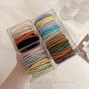 50PCS/BOX Hair Ties Rubber Band Scrunchies Elastic Hair Bands Girls Ponytail Holder Hair Accessories