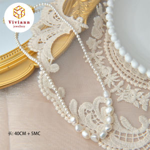 Viviann Original Simple Baroque Imitation Pearl Chain Choker Necklace Elegant Temperament Beaded Necklace Womens Wedding Party Jewelry Baroque Pearl Necklace for Women Pearl Strand Necklace Accessories