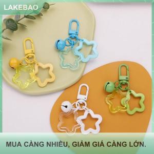 【LAKEBAO】 Hollow năm cánh sao chuông Mặt dây chuyền xe treo Keychain kẹo màu Túi Keyring tự làm đồ trang sức làm vòng chìa khóa cho phụ nữ cô gái