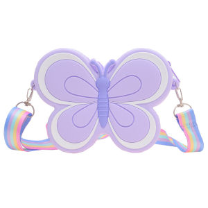 Lovely Childrens Silicone Shoulder Bags Cute Butterfly Shape Baby Girls Crossbody Bag Candy Color Kids Small Coin Purse