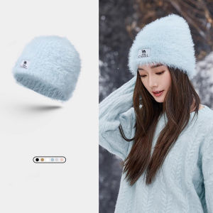 Cameljeans Womens Plush Knitted Hat Winter Imitation Mink Fur Cold Thickened Warm Hat