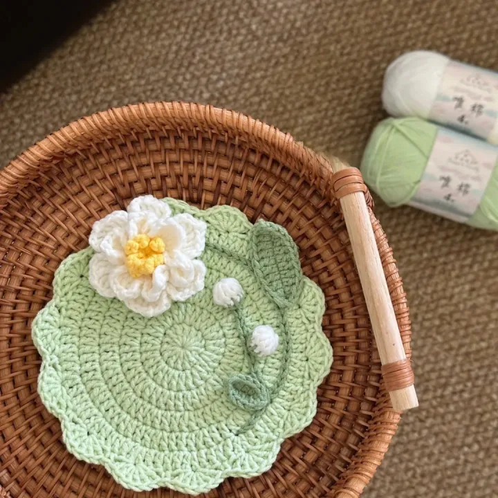 Lót ly len handmade hình hoa – phong cách vintage, decor bàn xinh xắn ...