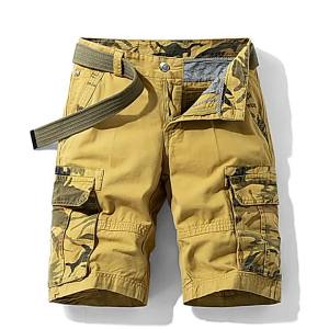 Cargo Shorts Men Spring Summer Breeches Cotton Bermuda Camouflage Denim Casual Multi-Pocket Pants Mens Cargo Short Orange