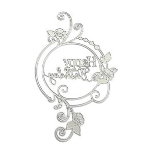 Happy Birthday Die Cut Stencils Birthday Wreath Carbon Steel Cutting Die Scrapbooking Embossing Tool for Card Making