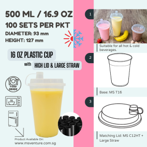 {MSV-WS} Quality Plastic Cups 16oz-22oz with Lid Options for Hot & Cold Beverages Anti Leak Durable Reusable  MS T16 T22