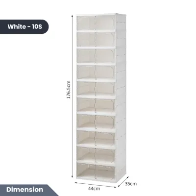 Easyhome.sg Foldable Shoe Box | No-Installation Shoe Rack | Shoe Storage Shelf | Home Organiser Cabinet