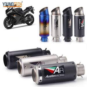 2inches/2.35 Inches Universal Motorcycle Exhaust Muffler Pipe Canister Pipe Tail pipe Muffler Carbon Fiber Stainless Steel End Pipe 51MM/60MM For Honda Kawasaki Yamaha KTM BMW Aprilia Benelli Bajaj Suzuki Ducati Modenas Triump h etc.