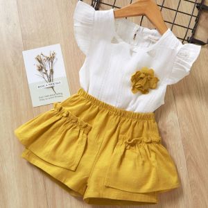 kid clothes girl sets Solid color pleasantly cool leisure time Breathable Elastic Soft