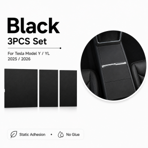 Tesla Model Y/YL Juniper Center Console Silicone Wrap Kit 3PCS Static Adhesion No Glue Black/White 2025/2026