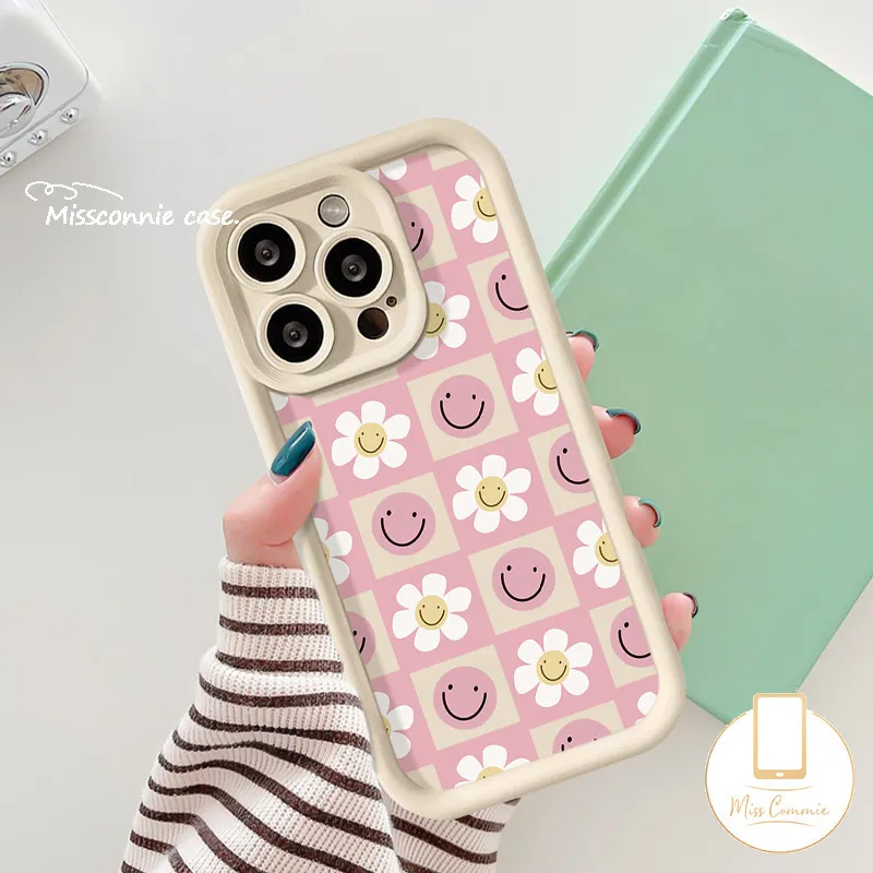 MissConnie Fashion Cute Smiley Face Lattice Case Compatible For