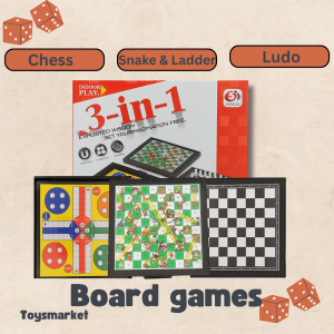 3 in 1 Board Game Chess Ludo Snakes & Ladders Magnetic Foldable Kids Toy Set/Game Board 3 Dalam 1