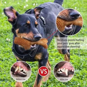 SHENEY Bone Shape Dog Chew Stick Bite Resistant Creative Dog Interactive Toys Durable Natural Texture Puppy Molar Toys Teeth Cleaning