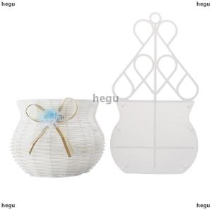 [COD] hegu แจกันตะกร้าใส่ดอกไม้หวายเทียมแขวนผนังแบบ DIY สำหรับสวน