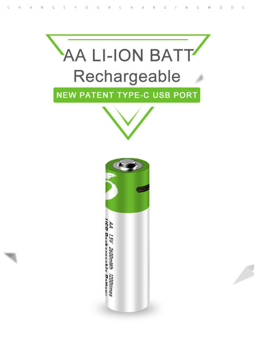USB Type C Rechargeable Battery 1.5V Lithium Liion AA AAA 9V