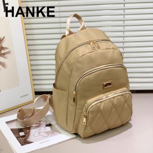 HANKE Quilted Nylon Backpack Fashion Embroidery Backpack For Women Casual Oxford Cloth Daypack Purse Lightweight Travel Schoolbag