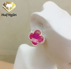 Khuyên tai  bạc Ý 925 Huệ Ngân - Cỏ bốn lá may mắn BT 0019
