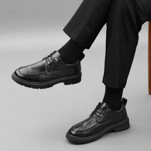 New Leather Shoes Mens Business Formal Wear Shoes Korean British Style Black Casual Leather Shoes For Men