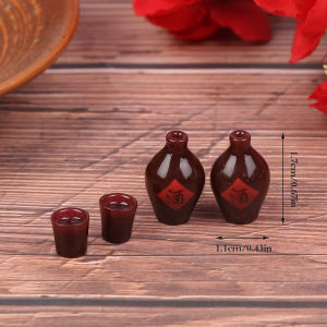 QUANSEN 4Pcs/Set DollsHouse Miniature Simulation Wine Glass Bottle Model DIY Accessories