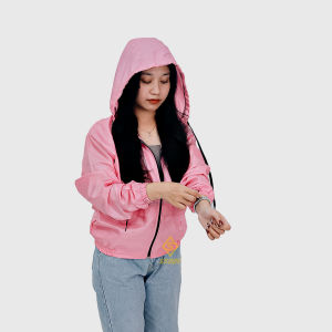 Hoodie Hitam Mesh Anti UV UPF50 untuk Olahraga dan Outdoor dengan Motif Abstract - Warna Cinnamon