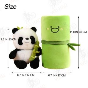 Cute Bamboo Tube Panda Plush Toy Kawaii Panda Stuffed Animal Super Soft Hugging Pillow Friends Birthday Gift