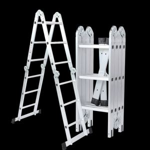 [3 years warranty] Aluminum alloy folding ladder 12 feet 16 feet multi-purpose 3x4 4x4 folding ladder portable aluminum double ladder suitable for various scenes