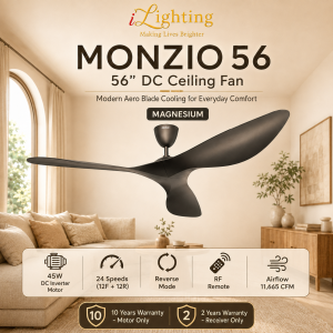 DEKA+ Ceiling Fan MONZIO 56" Remote Control 12+12 Speed 3 ABS Blade Kipas Siling Syiling Cooling