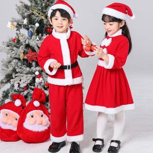 [Candy style] Christmas clothing Christmas dress up boys and girls Santa suit Fleece childrens Christmas clothes