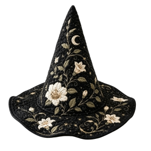 LANDIS Wide Brim Halloween Witch Hat Vintage Cosplay Festival Hat Gothic Quilting Process Party Hat Halloween