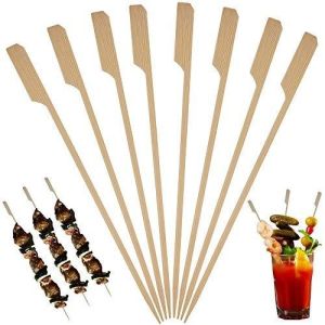 [selected]200pcs Bamboo Skewers Bbq Stick with Handle Bamboo Sticks Fruit Kabob BBQ Bamboo Skewers