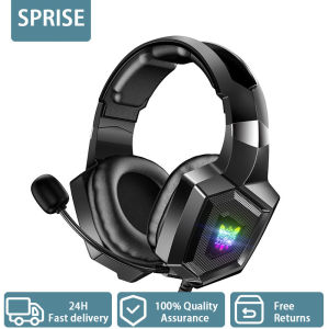 SPRISE K8 Gaming Headphone Wired Earphone Headset With Mic/GRB Light 3.5+USB Jack For PC/PS4/5/Switch Gamer Gift