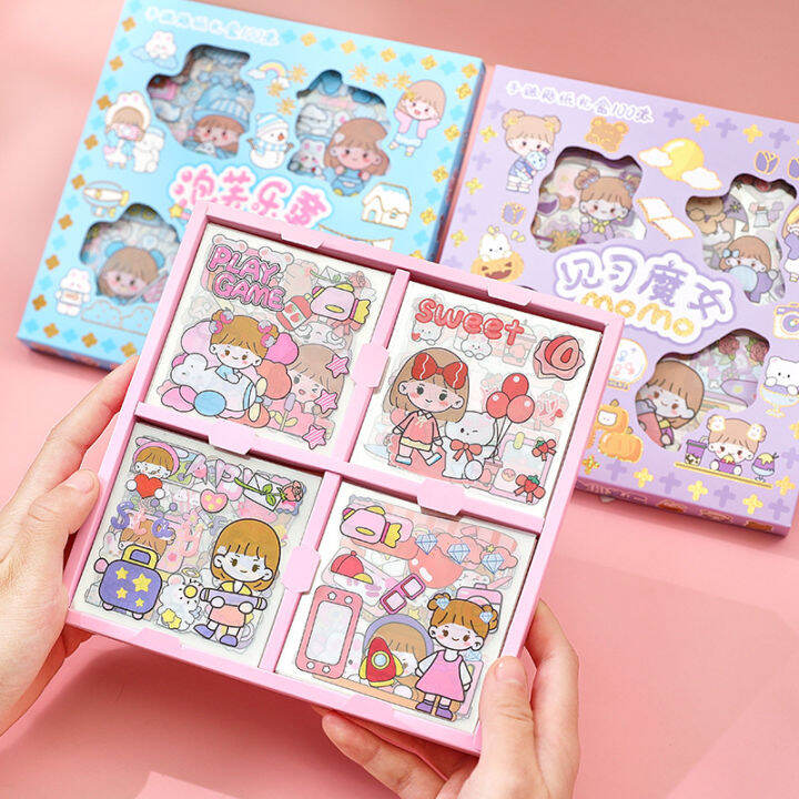 OIMG 100PCS/Box PET Waterproof Kawaii Cute Cartoon Diary Sticker ...