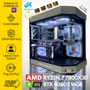 Custom Gaming PC Desktop Computer - AMD Ryzen 7 7800X3D + RTX 4080 SUPER 4080S 16GB - GUNDAM White-Black Aesthetic