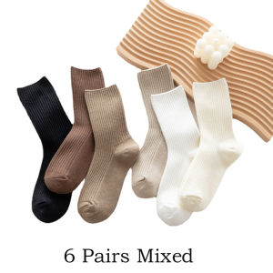 6 Pairs Womens Spring Summer Thin Cotton Socks - Solid Color Japanese Style Breathable Ankle Socks for Casual Wear
